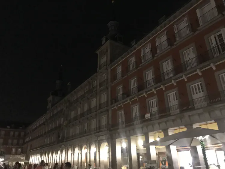 Plaza Mayor at night, Madrid.
