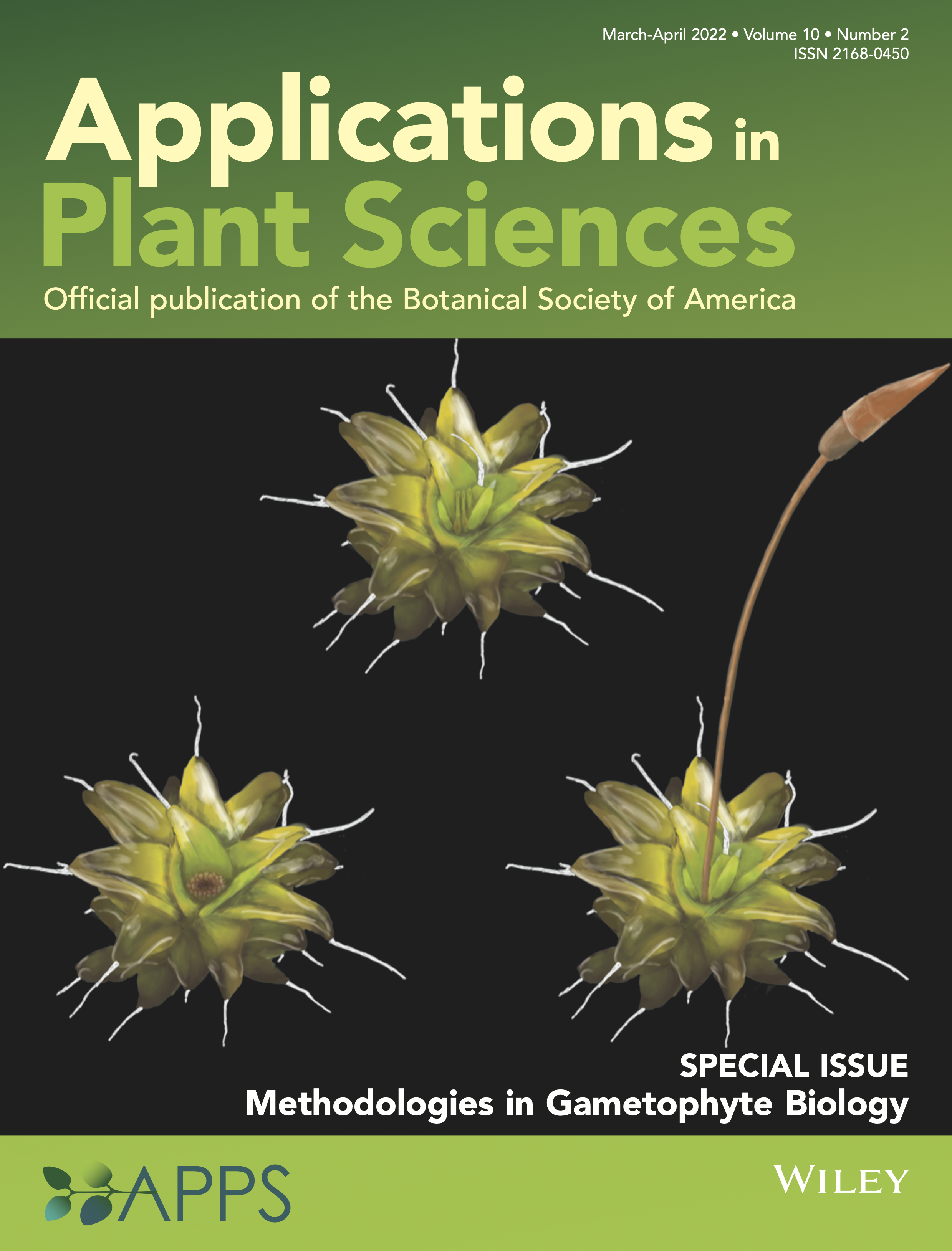 PI Ekwealor's artwork made the cover of the <i> APPS </i> special issue <i>Methodologies in Gametophyte Biology</i>